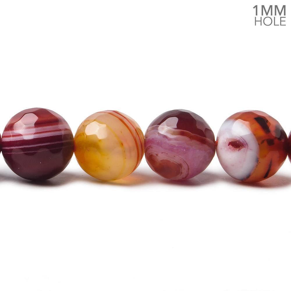 10mm Candy Reds Banded Agate faceted round beads 14 inch 37 pieces - The Bead Traders