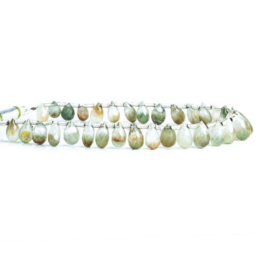 10mm Cat's Eye Quartz Faceted Teardrop Beads 8 inch 33 pieces - The Bead Traders