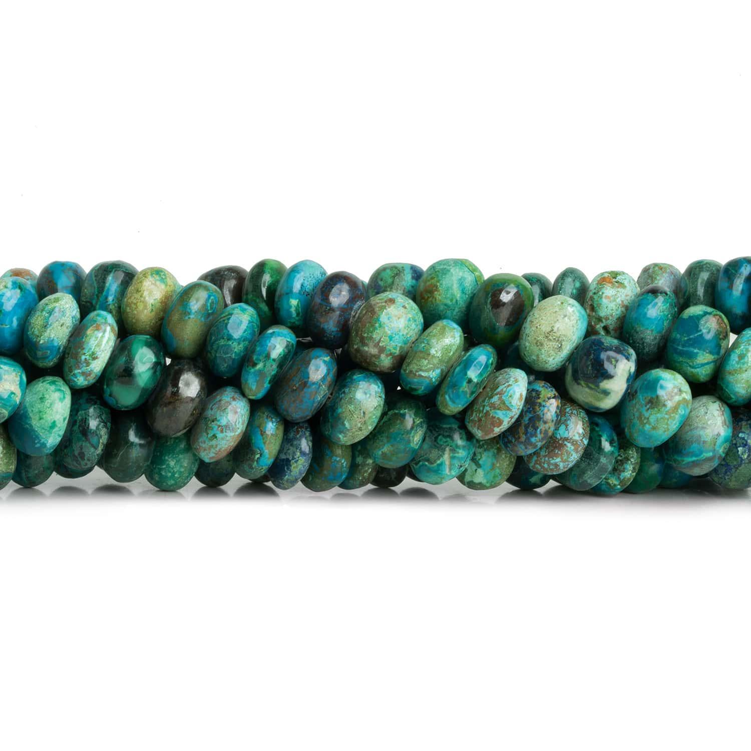 10mm Chrysocolla Plain Rondelles 16 inch 65 beads - The Bead Traders