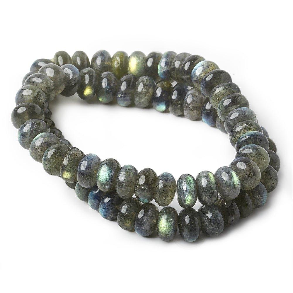 10mm Labradorite Plain Rondelle Beads 15 inches 70 beads - The Bead Traders