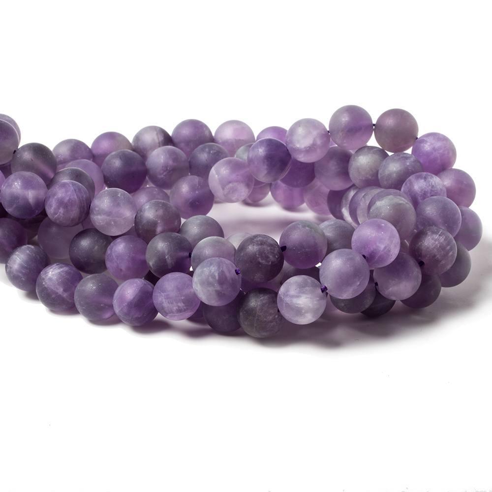 10mm Matte Amethyst plain round beads 15 inches 39 pieces - The Bead Traders