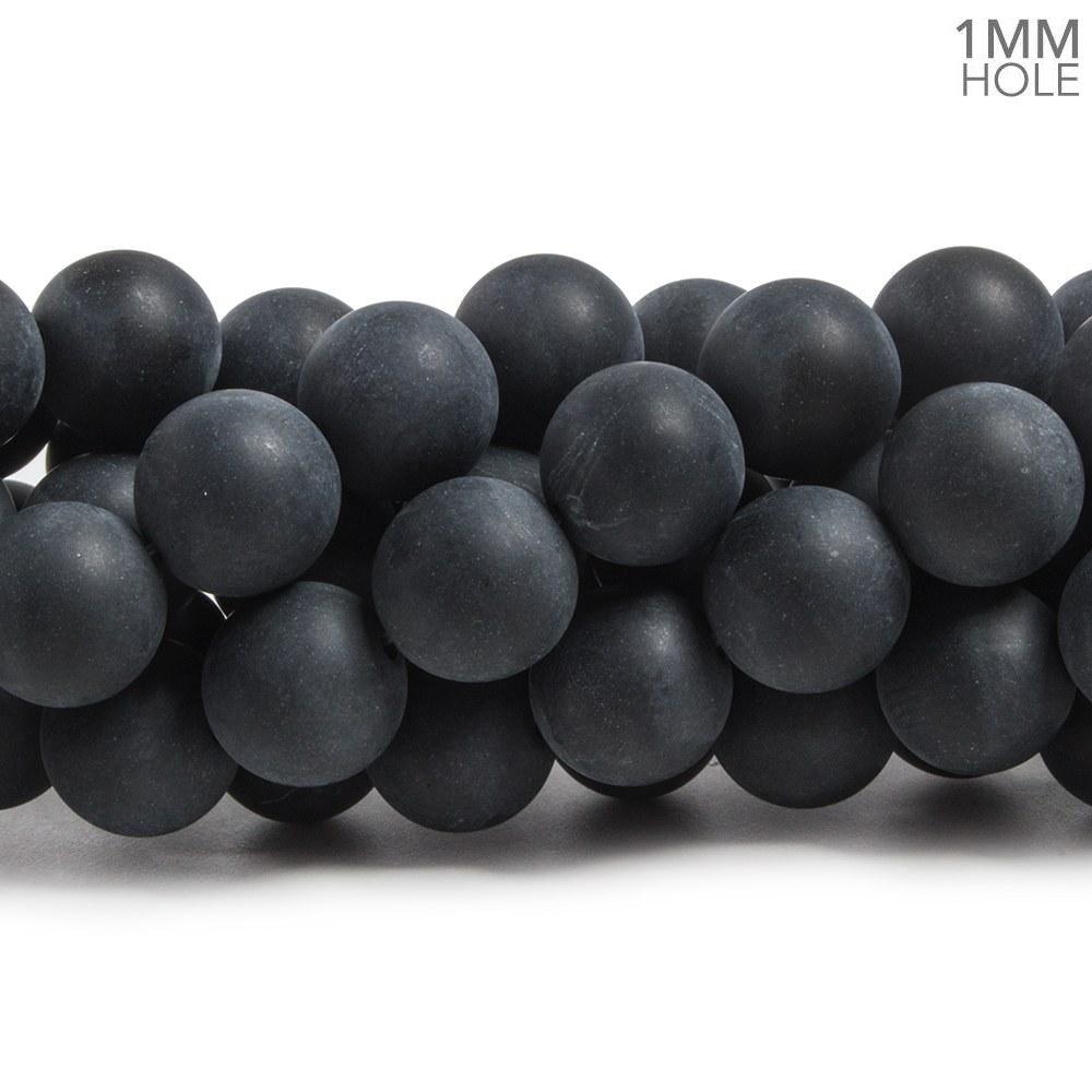 10mm Matte Black Onyx plain round beads 15 inches 39 pieces - The Bead Traders
