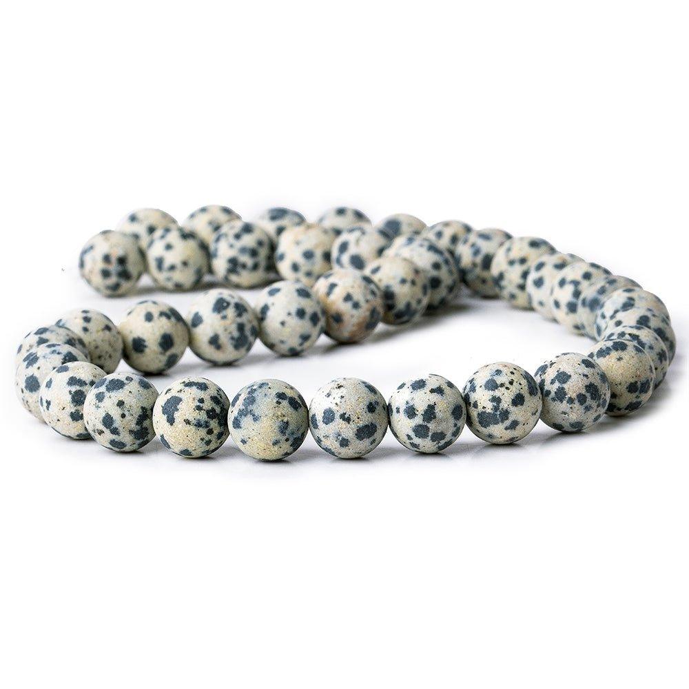 10mm Matte Dalmation Jasper plain rounds Large 1mm Hole 15 inch 38 beads - The Bead Traders