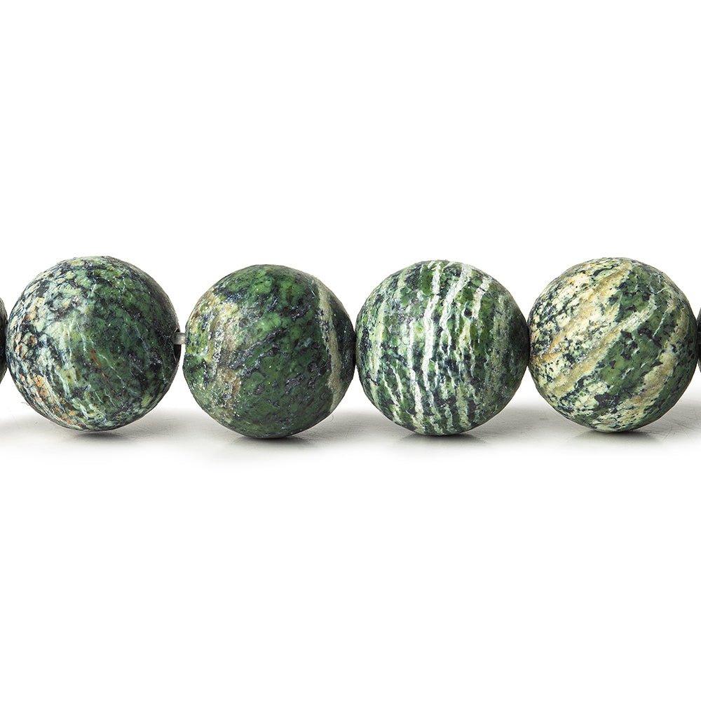 10mm Matte Green Zebra Jasper plain rounds Large 1mm Hole 15 inch 38 beads - The Bead Traders