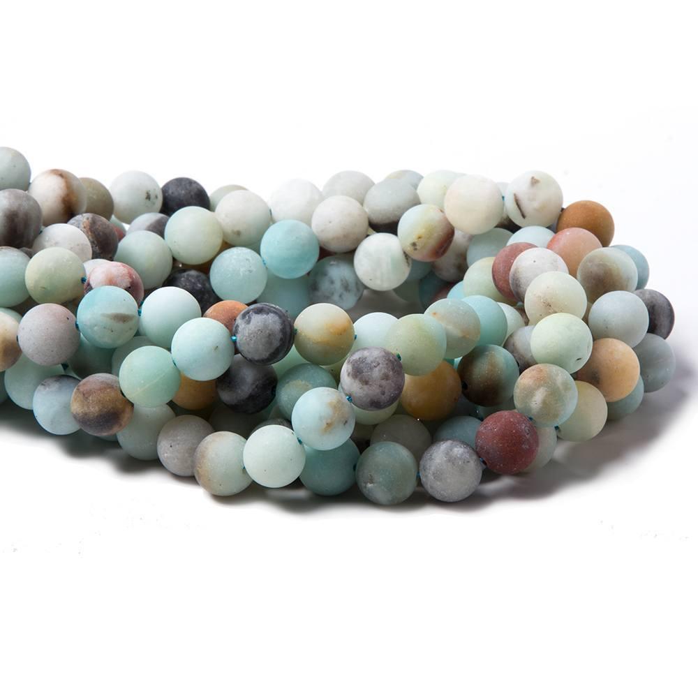 10mm Matte Multi Color Amazonite plain round Beads 15 inch 38 pieces - The Bead Traders