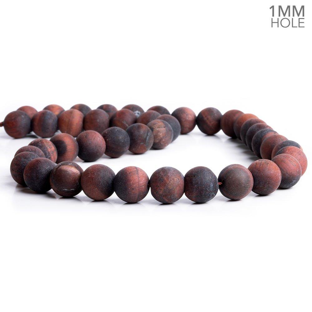 10mm Matte Red Tiger's Eye Plain Round Beads 15 inch 38 pieces - The Bead Traders