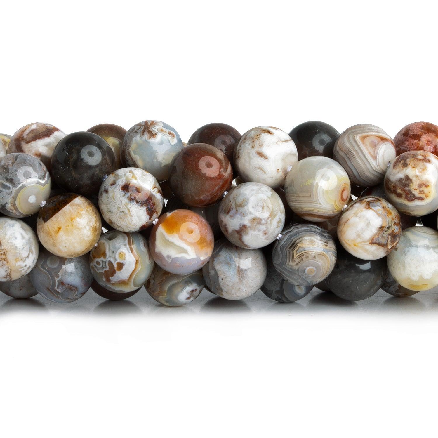 10mm Mexican Lace Agate Rounds 15 inch 37 beads - The Bead Traders