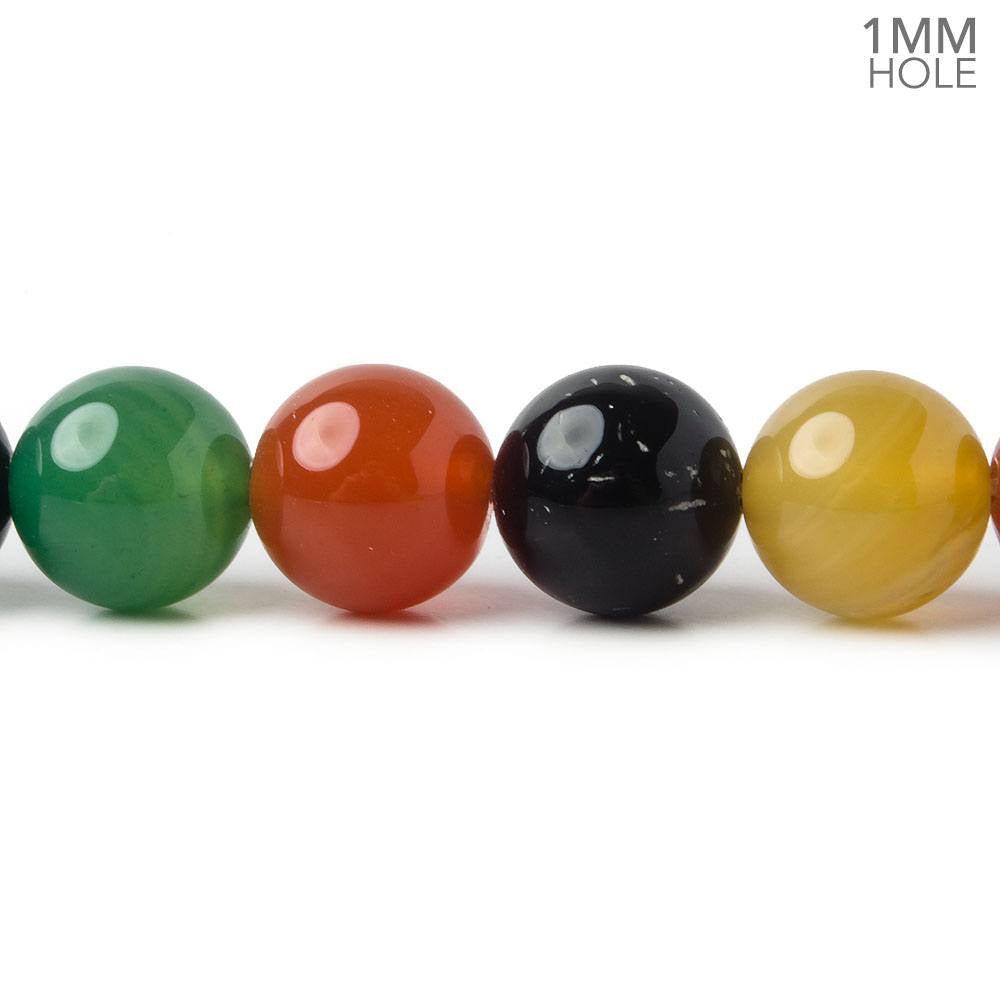 10mm Multi Color Agate Polished Round Beads 15 inch 38 pieces - The Bead Traders