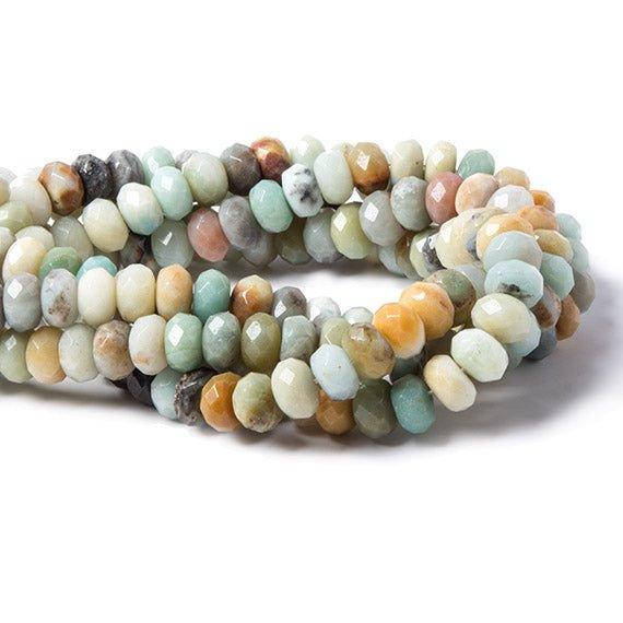 10mm Multi-Color Amazonite faceted rondelles 15 inches 60 Beads - The Bead Traders