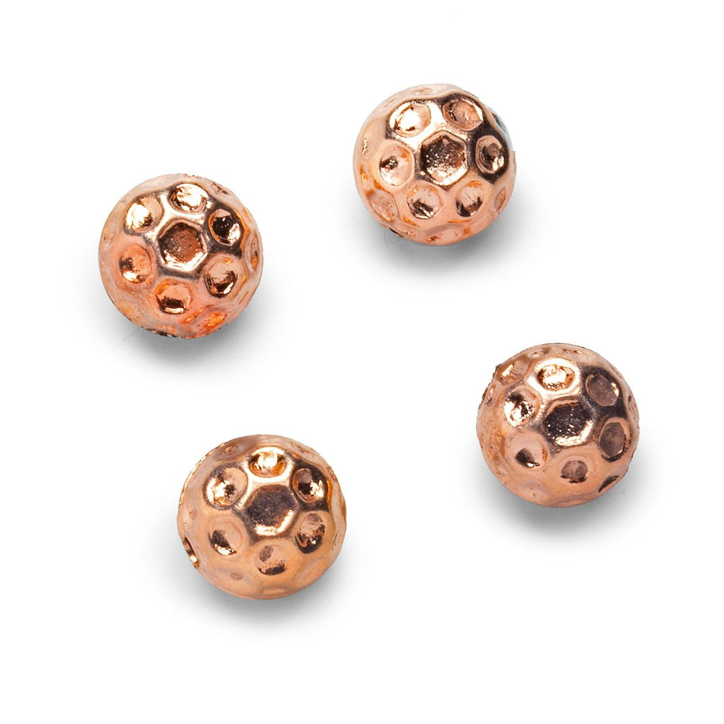 10mm Rose Gold Plated Copper Round Beads 4 Pieces - The Bead Traders