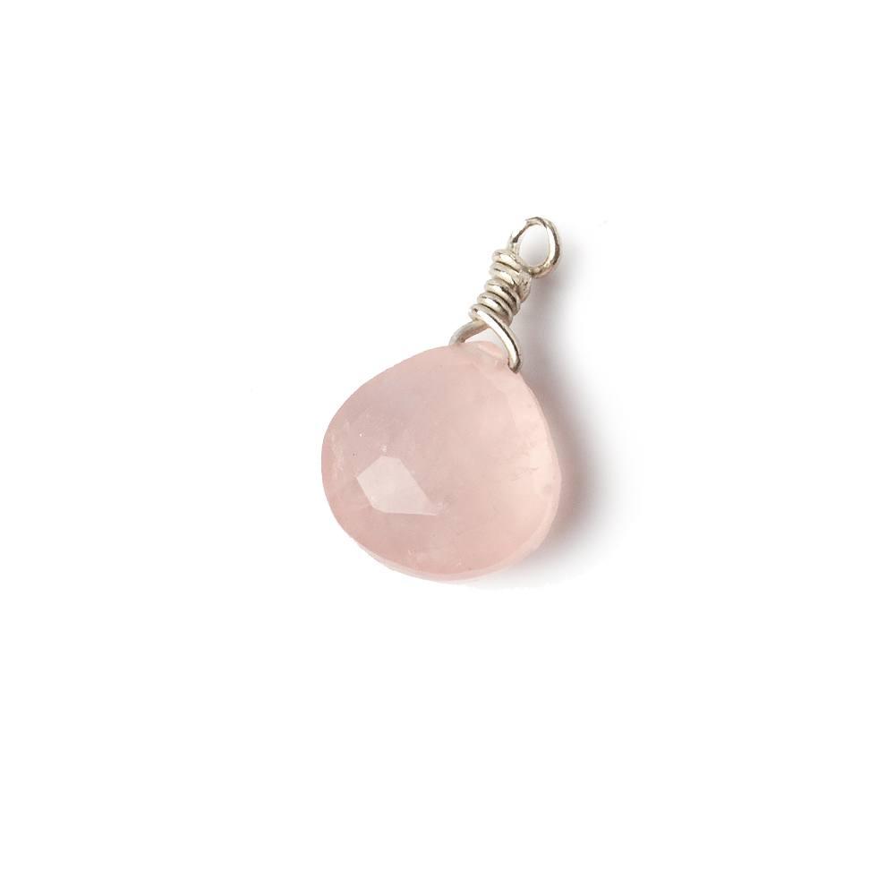 10mm Rose Quartz faceted heart Silver .925 Wire Wrapped focal beads 1 piece - The Bead Traders