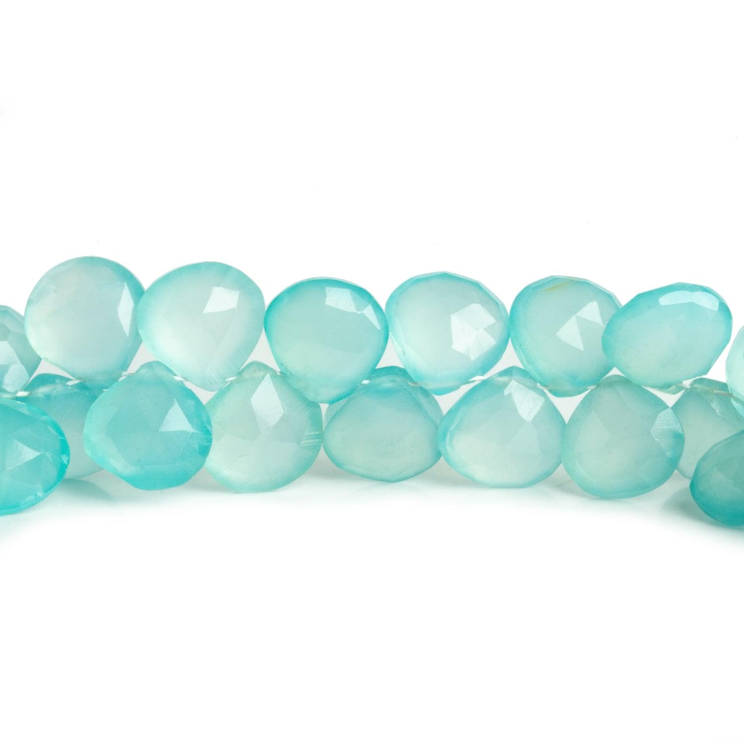 10mm Seablue Chalcedony Faceted Hearts 4 inch 25 beads - The Bead Traders