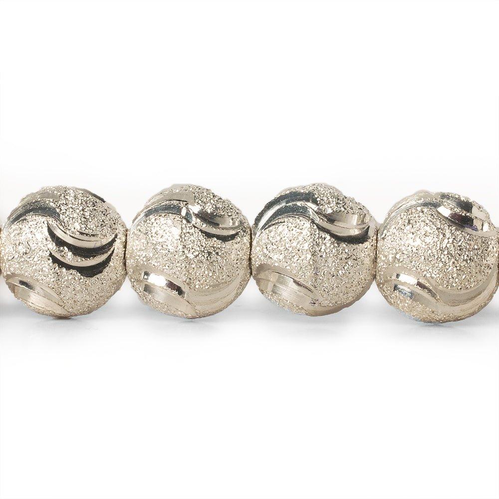 10mm Sterling Silver Plated Brass Stardust Wave Round Beads, 8 inch - The Bead Traders