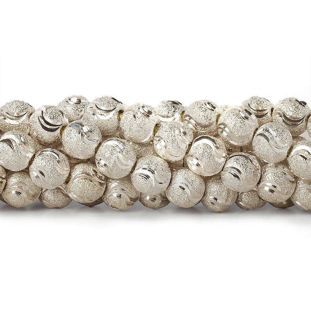 10mm Sterling Silver Plated Brass Stardust Wave Round Beads, 8 inch - The Bead Traders
