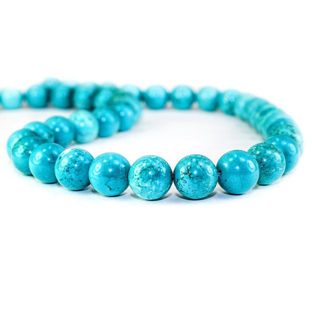 10mm Turquoise Magnesite polished round Beads 15.5 inch 39 pieces - The Bead Traders