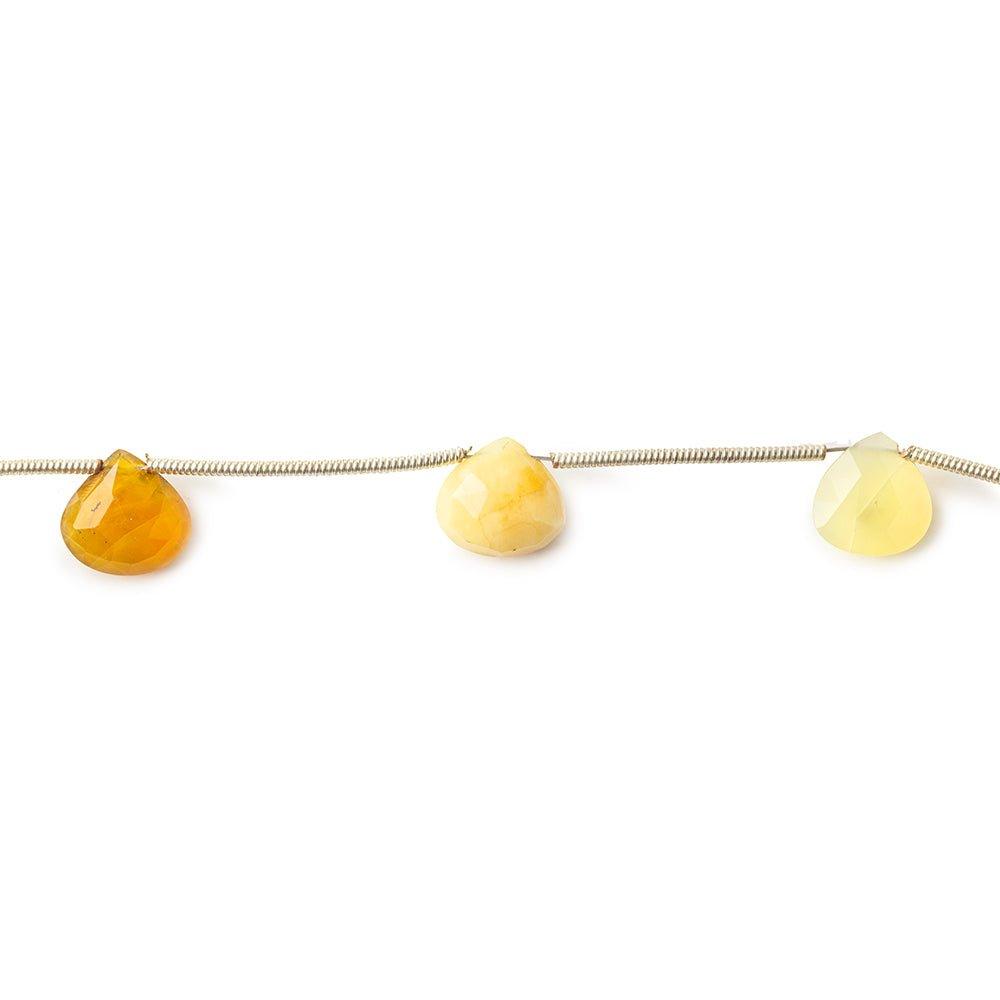 10mm Yellow Opal Faceted Heart Beads 5 inches 6 beads - The Bead Traders