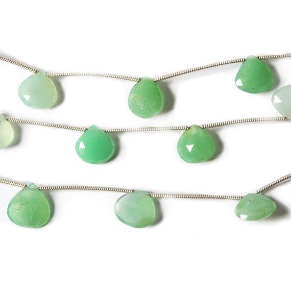 10x10-11x11mm Chrysoprase Faceted Heart 6 inches 6 Beads - The Bead Traders