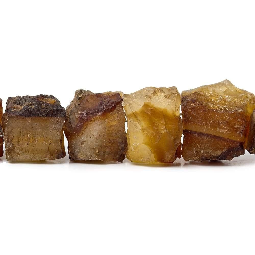 10x10-14x14mm Honey Agate Beads Hammer Faceted Cube, Variegated 8 inch 17 pcs - The Bead Traders