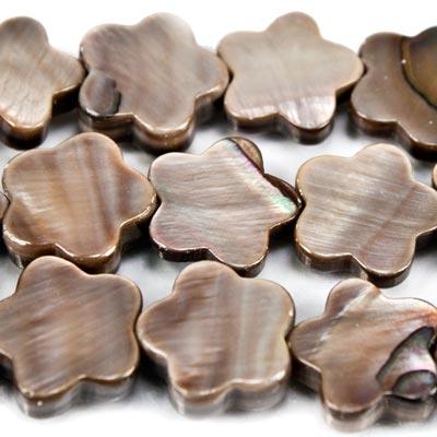 10x10mm Beige Mother of Pearl Plain Flower Beads 15", 41pcs - The Bead Traders