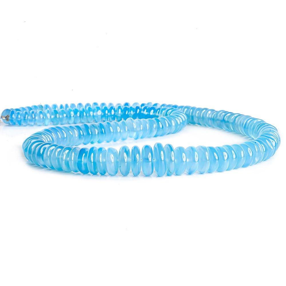 10x4mm-6x3mm Sea Blue Chalcedony Plain Rondelle Beads 16 inch 145 pieces - The Bead Traders