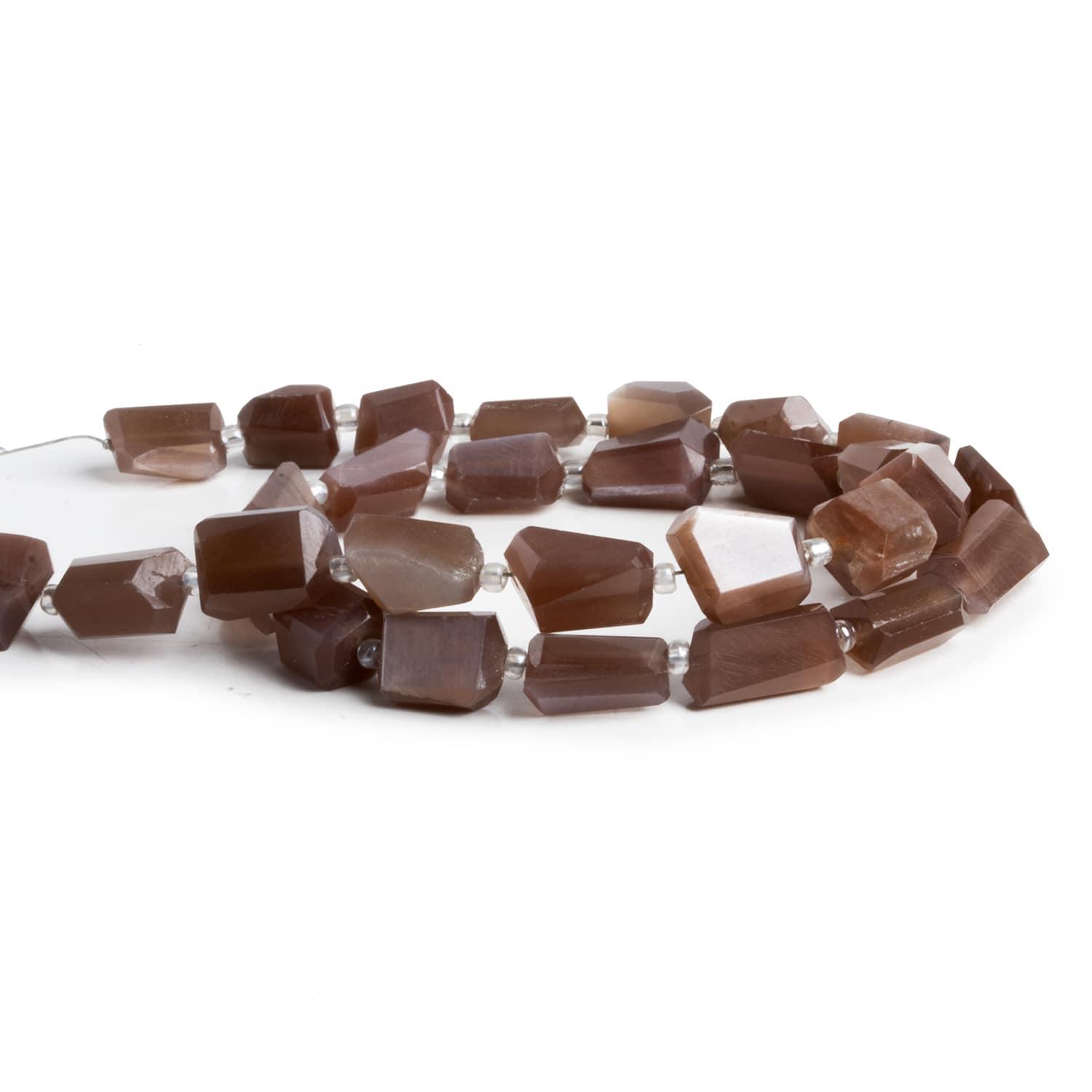 10x6mm Chocolate Moonstone Faceted Nuggets 14 inch 32 beads - The Bead Traders