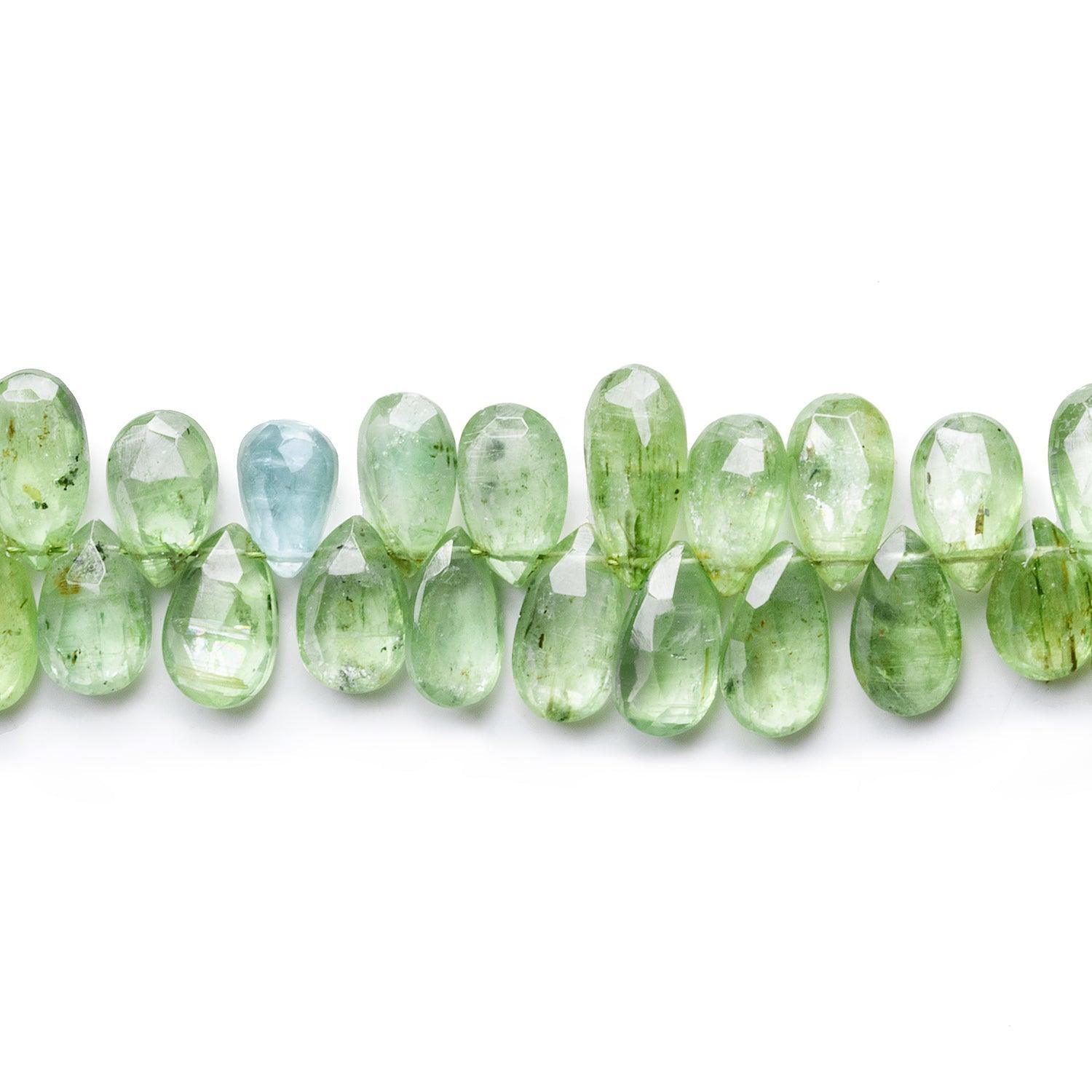 10x6mm Green Kyanite Faceted Pears 8 inch 65 beads - The Bead Traders