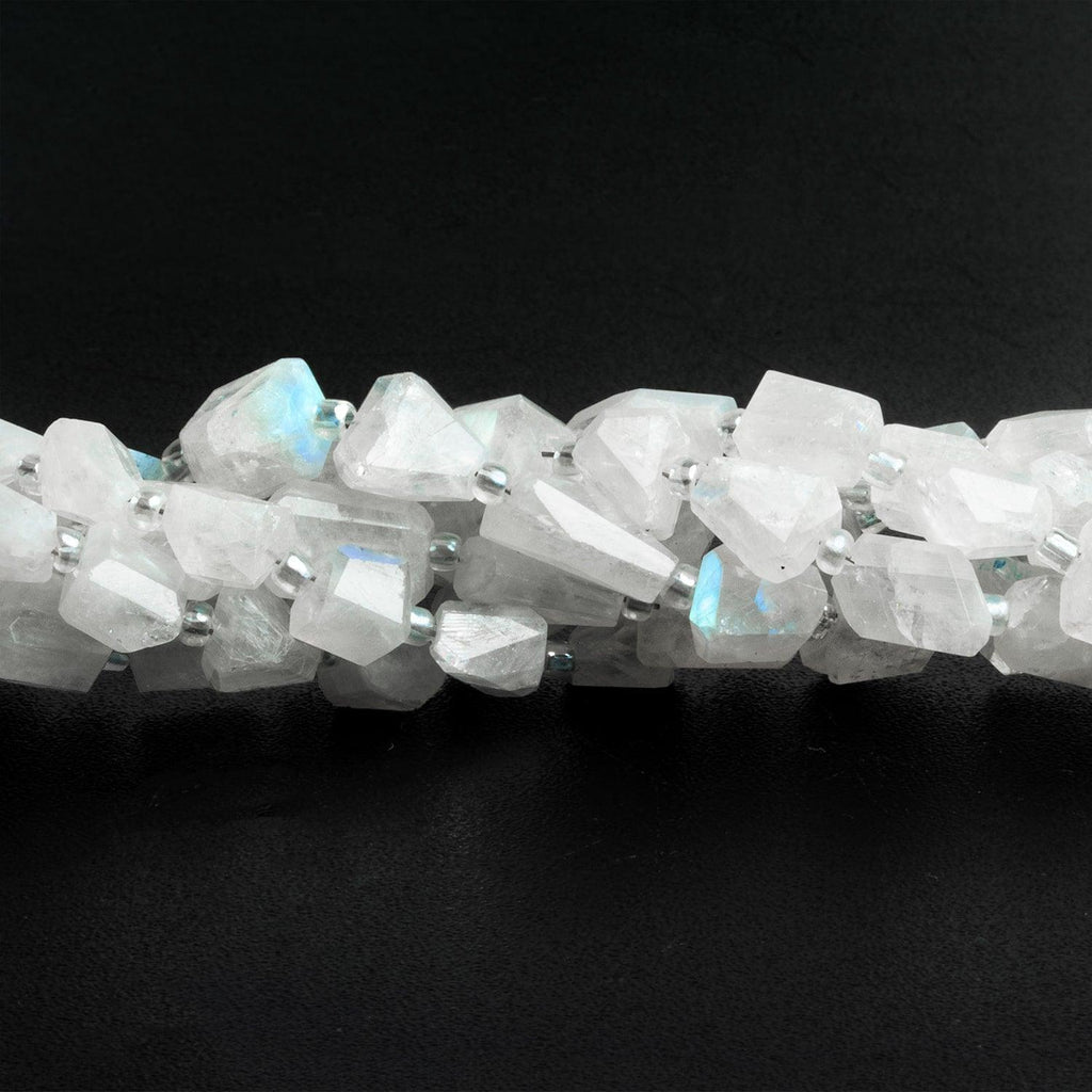 10x6mm Rainbow Moonstone Faceted Nuggets 14 inch 35 beads - The Bead Traders