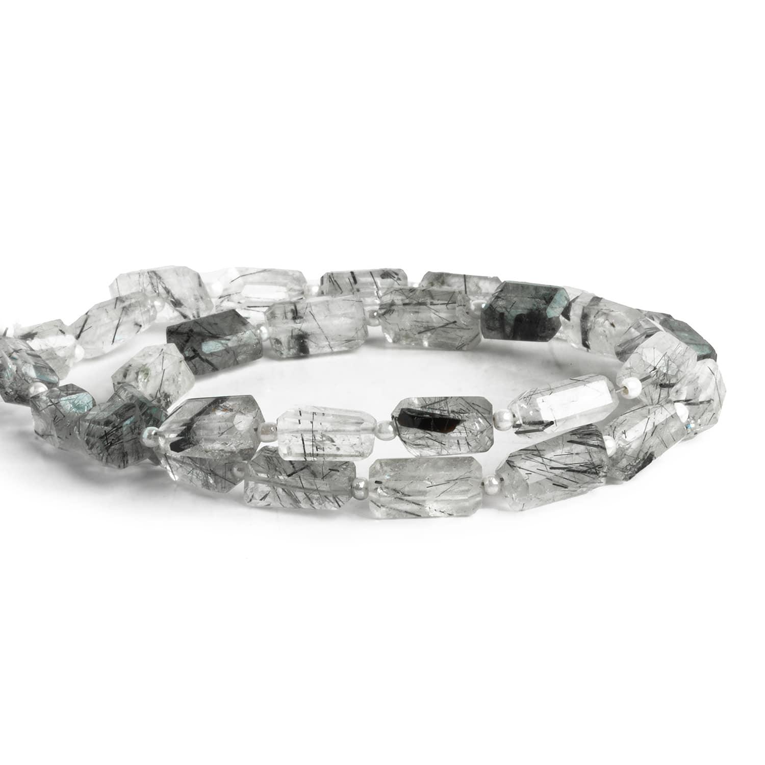 10x6mm Tourmalinated Quartz Faceted Nuggets 14 inch 30 beads - The Bead Traders