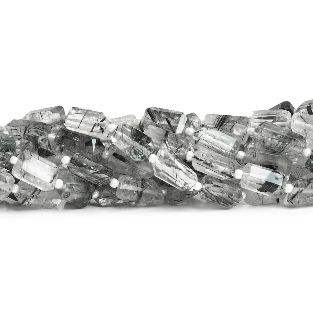 10x6mm Tourmalinated Quartz Faceted Nuggets 14 inch 30 beads - The Bead Traders