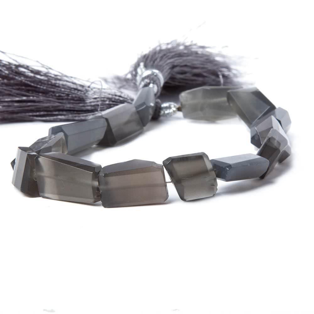 10x7-14x8mm Platinum Grey Moonstone faceted nuggets 8 inch 15 beads - The Bead Traders