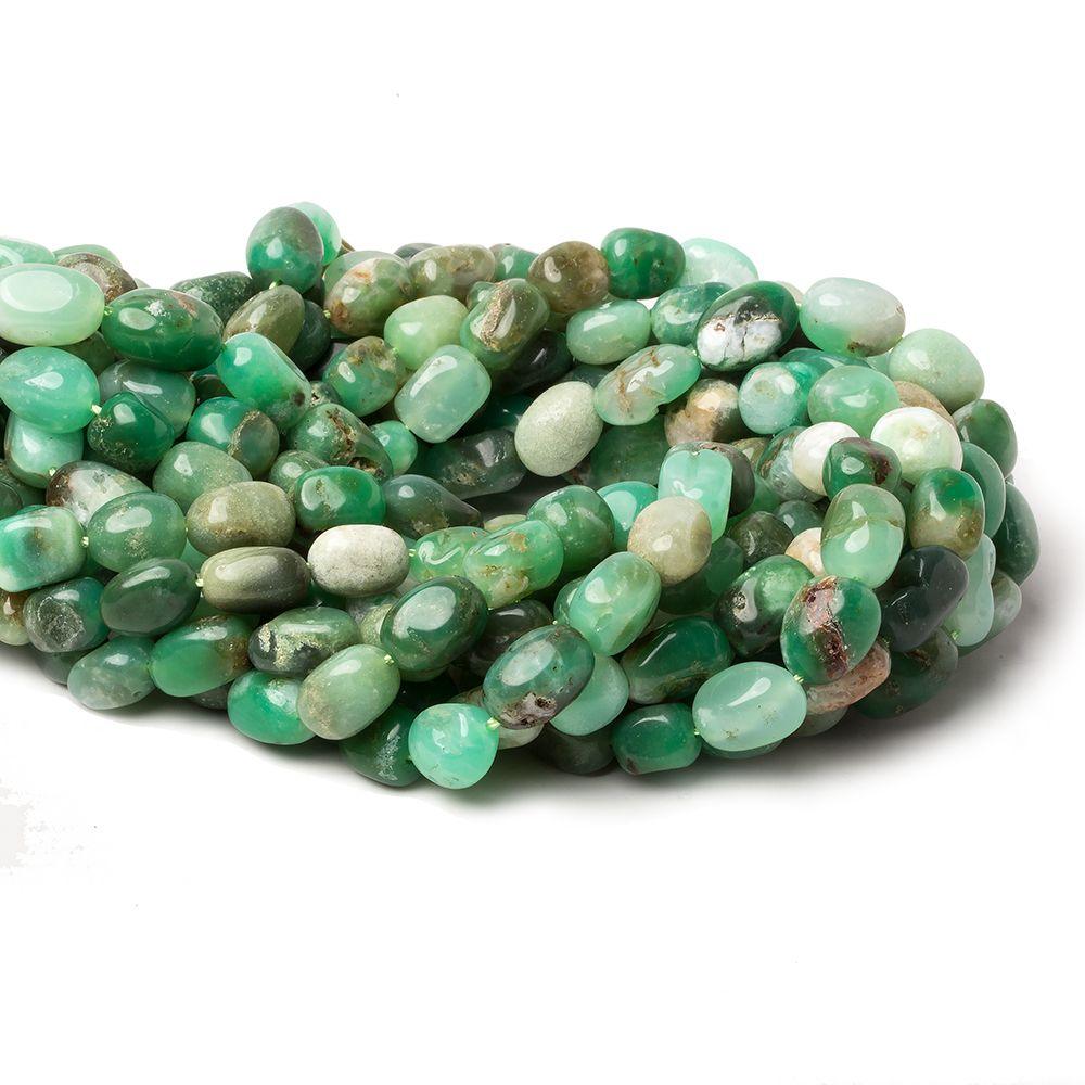 10x8-14x8mm Chrysoprase and Matrix Plain Nugget Beads 15 inch 28 pcs - The Bead Traders