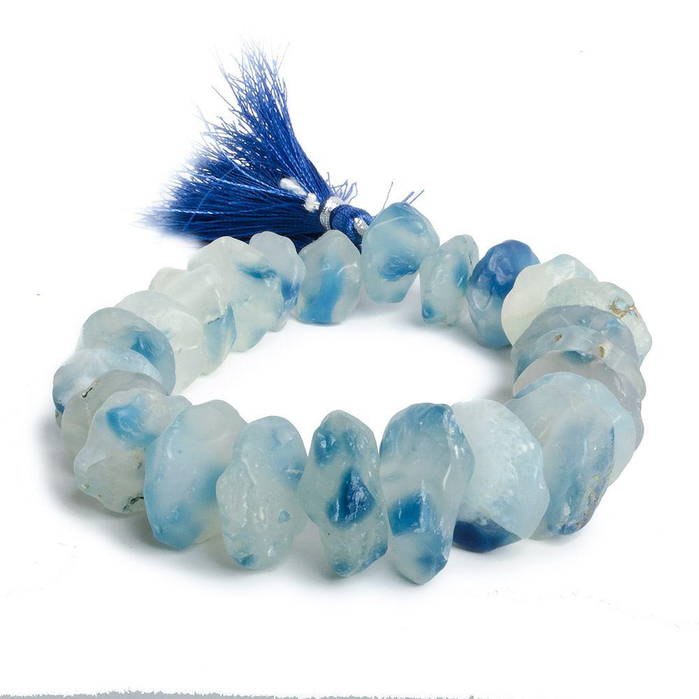 10x8-18x9mm Dark Blue & Light Blue Agate Hammer Faceted Disc 8 inch 23 pcs - The Bead Traders