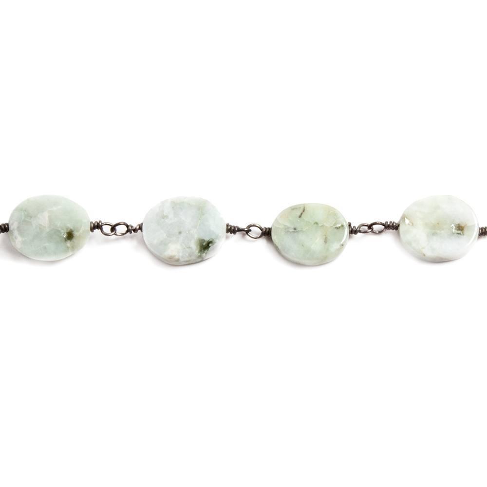 10x8mm Amazonite plain oval Black Gold Chain by the foot 18 beads - The Bead Traders