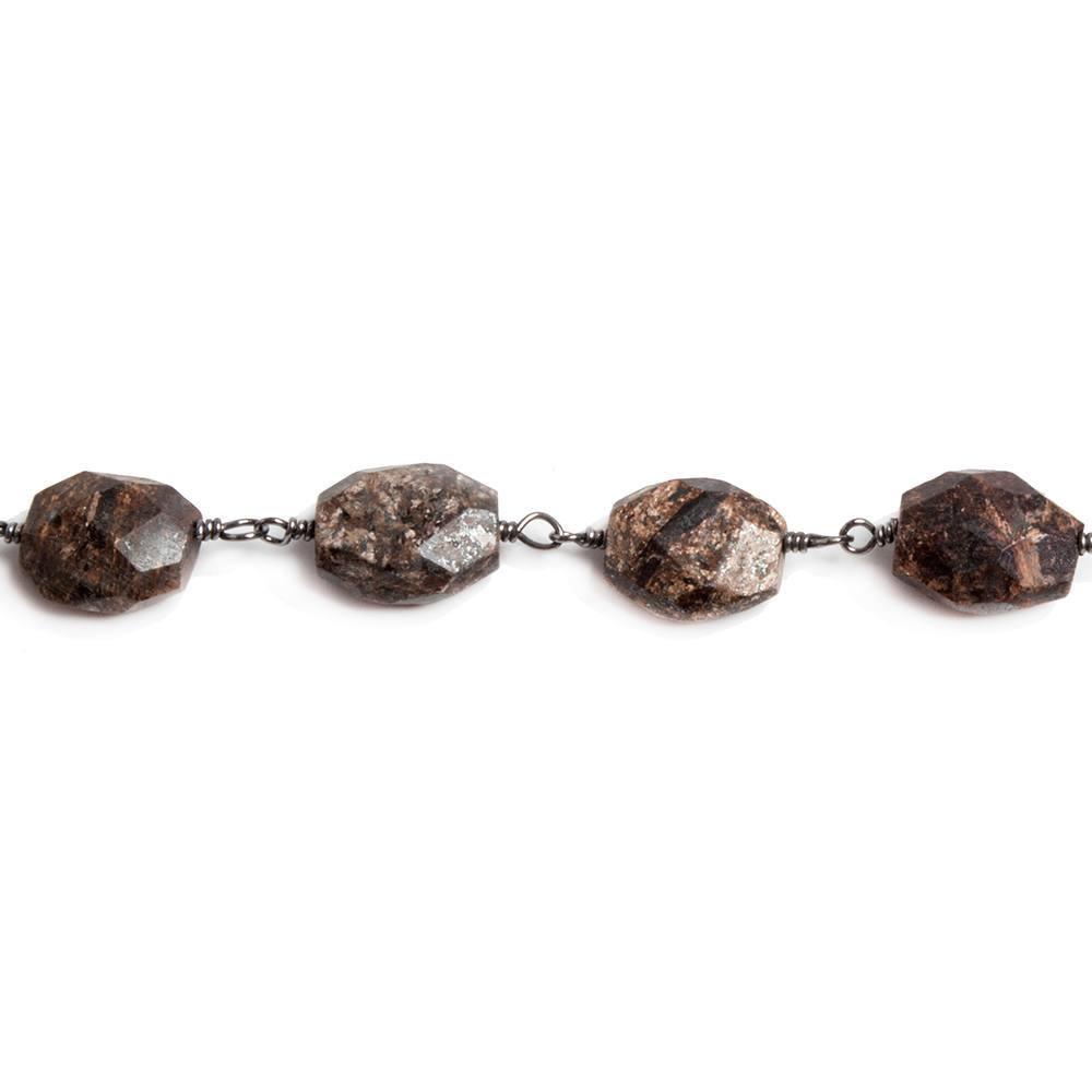 10x8mm Bronzite faceted nugget Black Chain by the foot 19 pcs - The Bead Traders