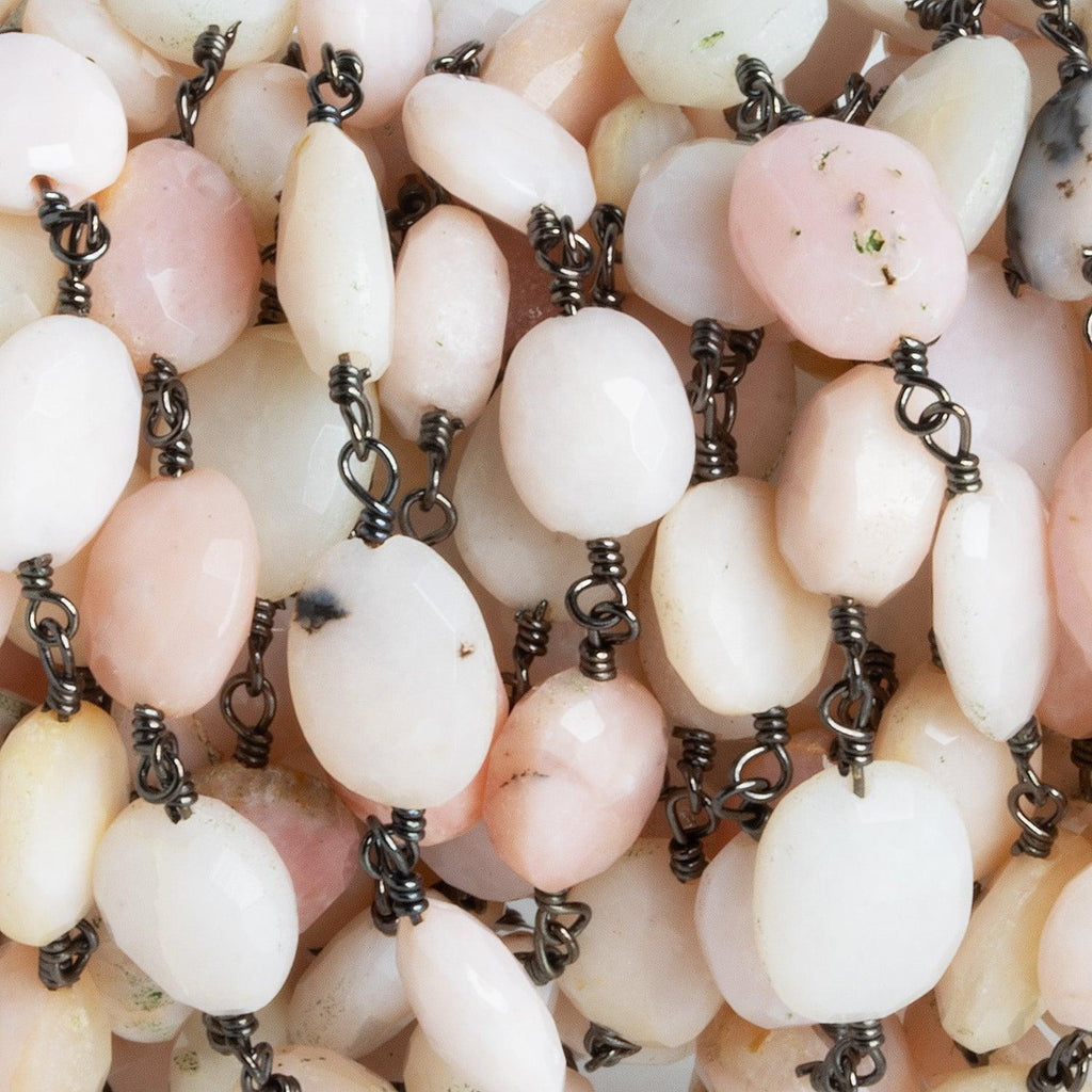 10x8mm Pink Peruvian Opal Oval Black Gold Chain - The Bead Traders