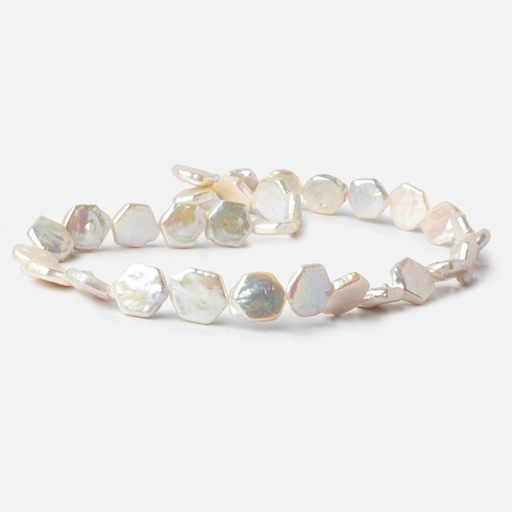 11-12mm Bright White Hexagon Fancy Blister Freshwater Pearls 15.5 inch 31 pieces - The Bead Traders