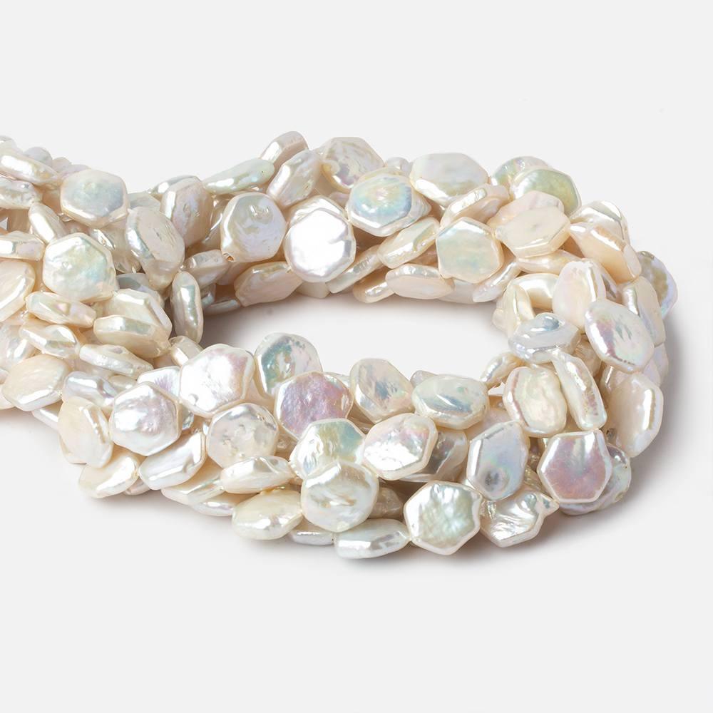 11-12mm Bright White Hexagon Fancy Blister Freshwater Pearls 15.5 inch 31 pieces - The Bead Traders