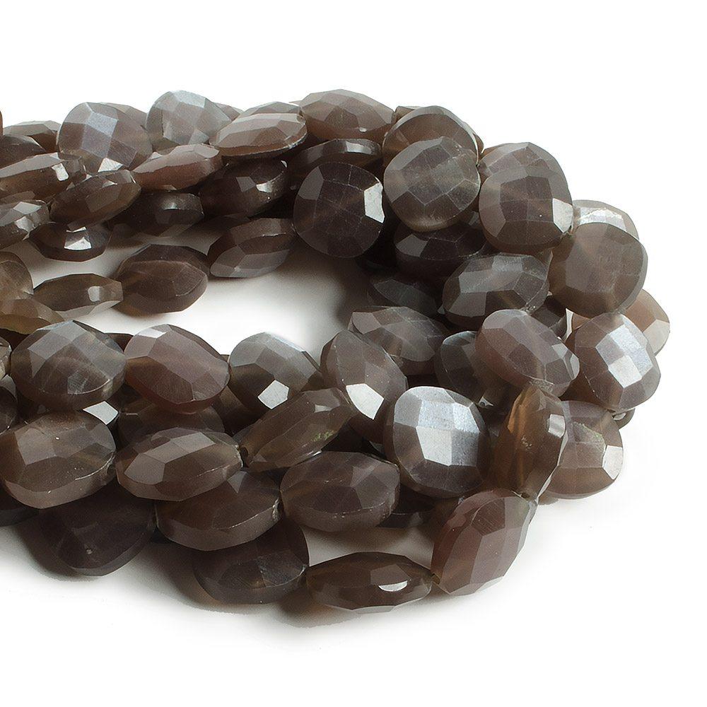 11-12mm Chocolate Moonstone faceted Pillow Beads 6.5 inch 14 pieces - The Bead Traders