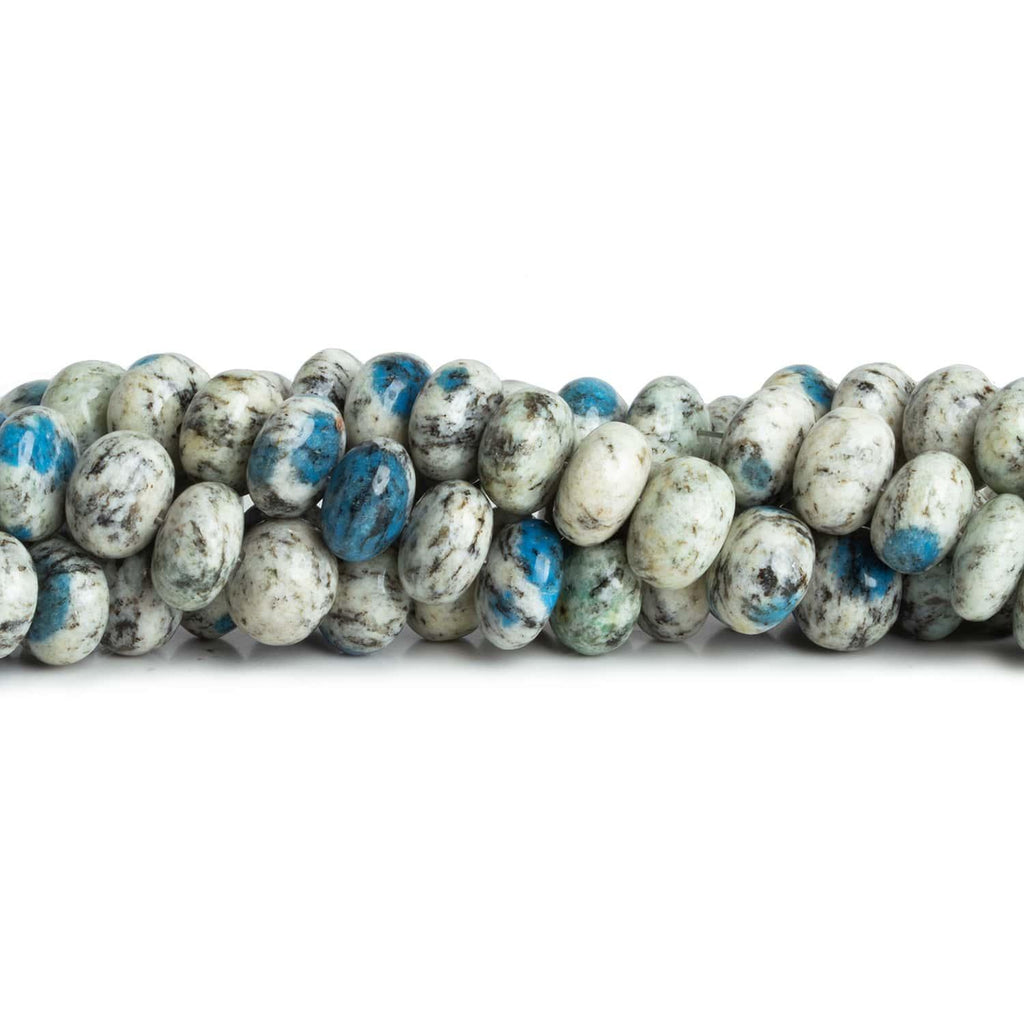 11-12mm K2 Azurite Granite "K2 Jasper" Rondelles 16 inch 55 beads - The Bead Traders