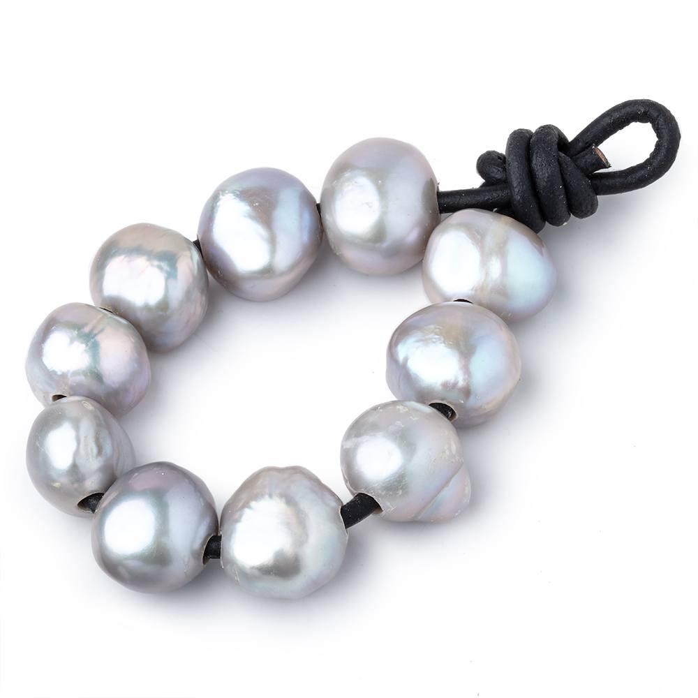 11-12mm Silver Lilac Large Hole Baroque Pearls Set of 10 - The Bead Traders