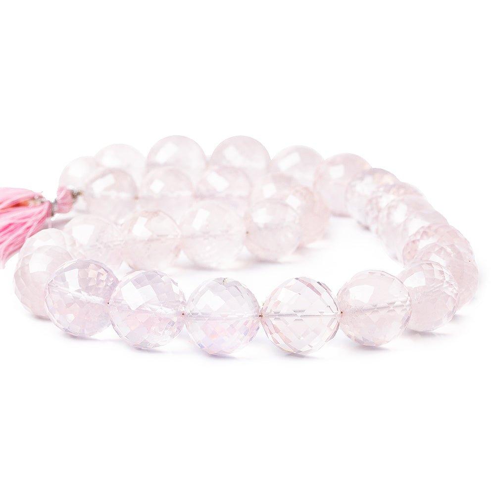 11-13.5mm Rose Quartz faceted round beads 14 inches 29 pieces, - The Bead Traders
