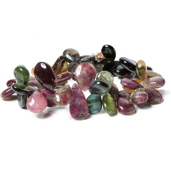 11-14mm Multi Color Tourmaline Plain Pear Beads 8 inch 45 pieces - The Bead Traders