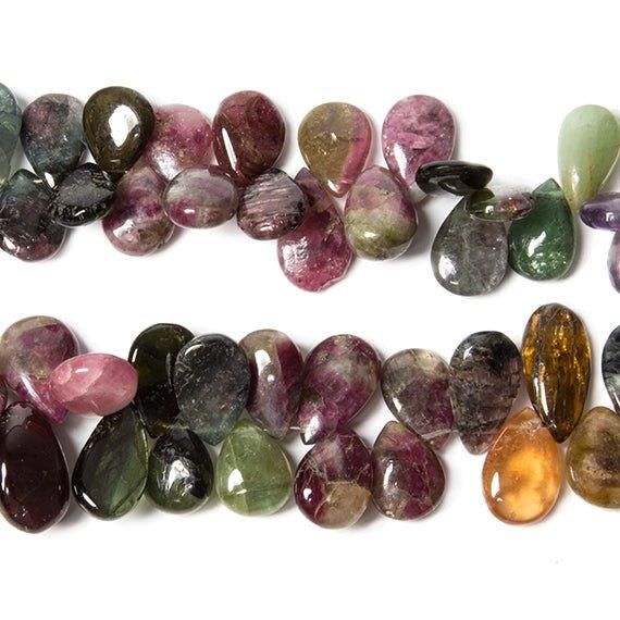 11-14mm Multi Color Tourmaline Plain Pear Beads 8 inch 45 pieces - The Bead Traders