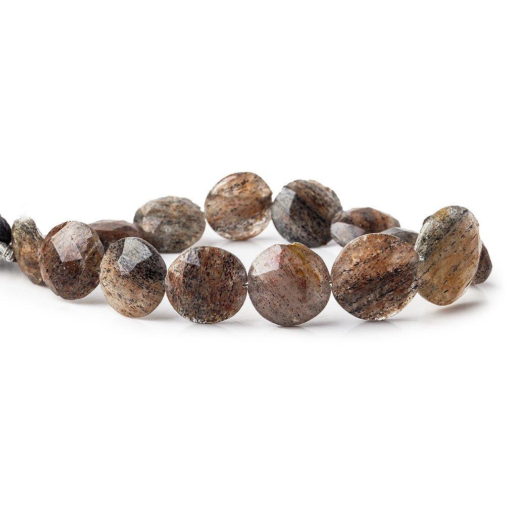 11-15mm Tourmalinated Quartz Faceted Coin Beads 8 inch 15 pieces - The Bead Traders
