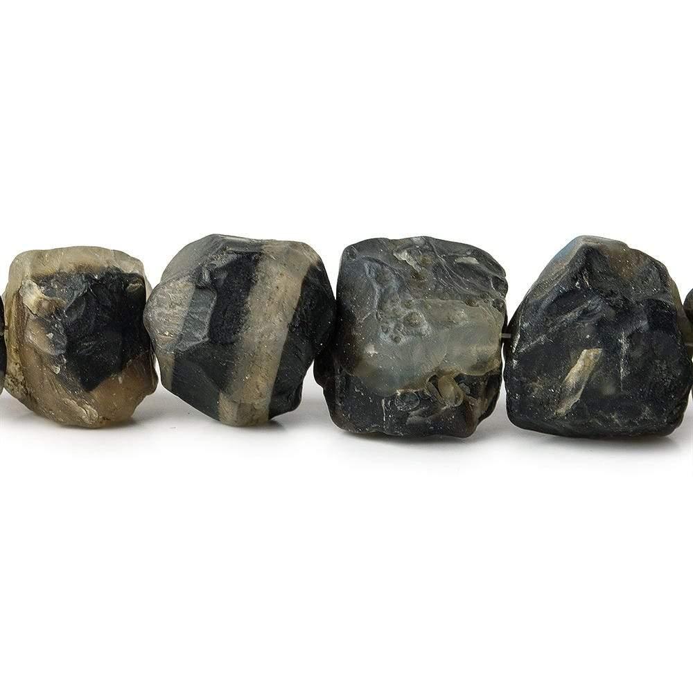 11-16mm Black Agate Tumbled Hammer Faceted Cube Nuggets Beads 8 inch 15 pcs - The Bead Traders