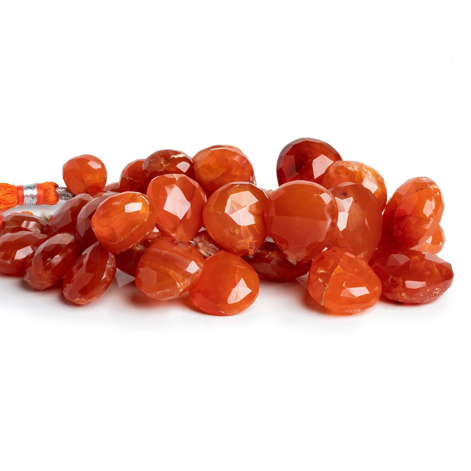 11-17mm Carnelian Faceted Hearts 7.5 inch 33 beads - The Bead Traders