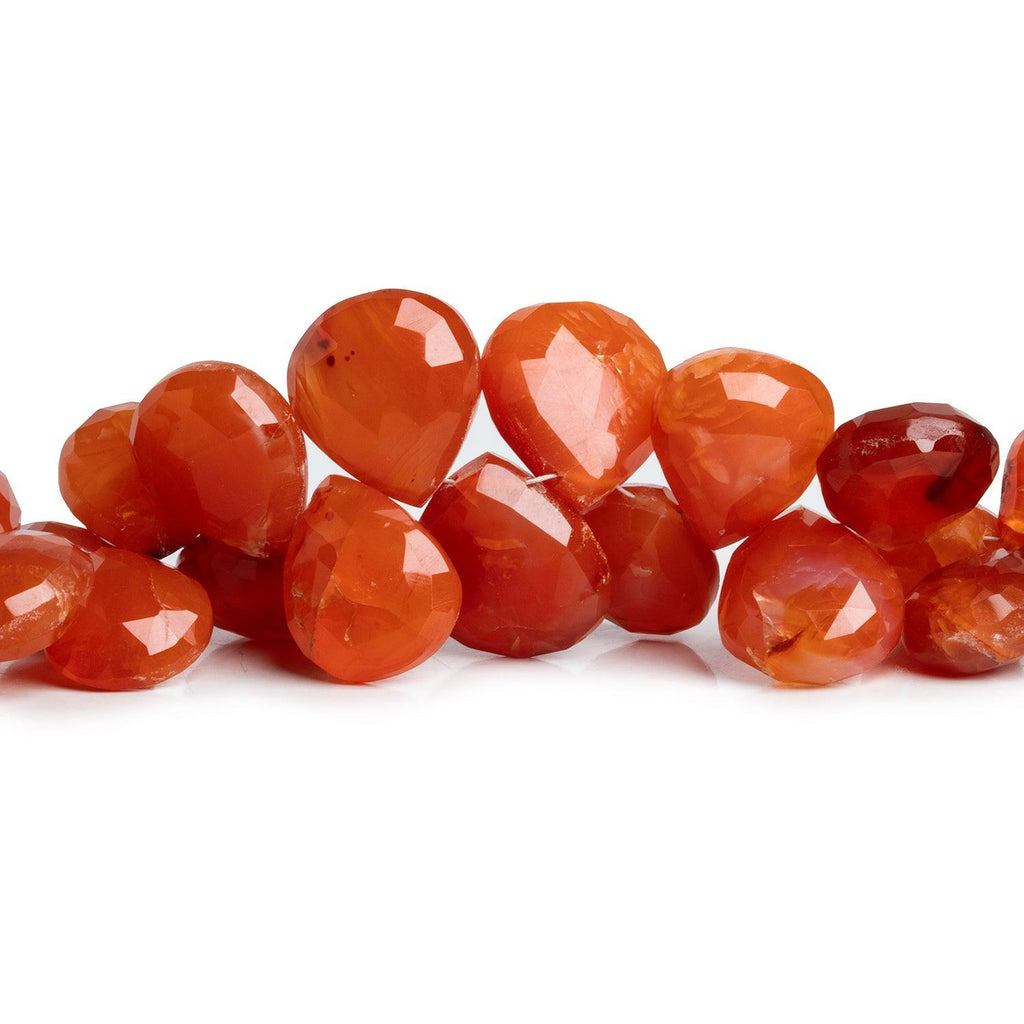 11-17mm Carnelian Faceted Hearts 7.5 inch 33 beads - The Bead Traders
