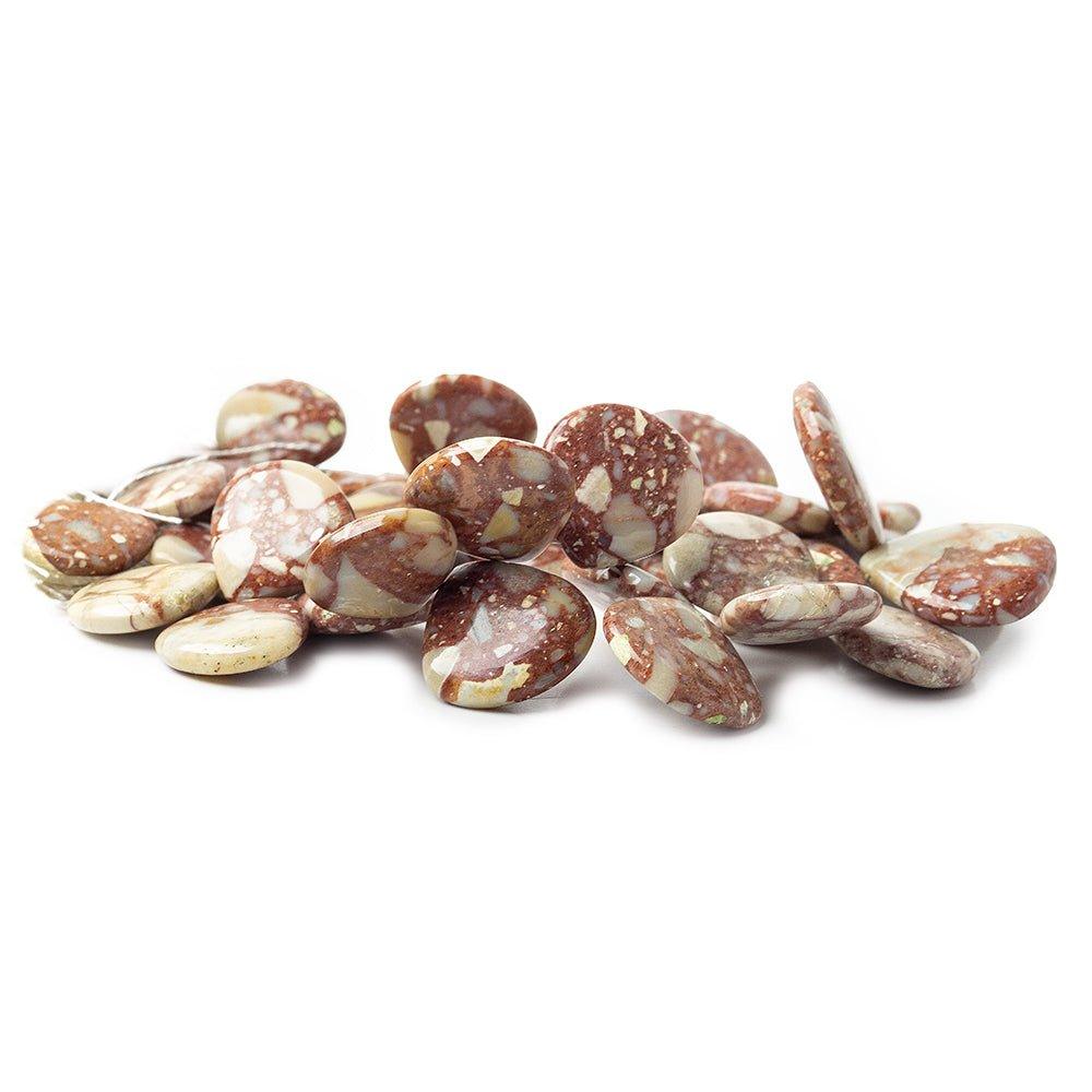 11 - 17mm Red and Grey Brecciated Jasper Plain Heart Beads 7 inch 36 pieces - The Bead Traders