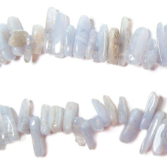 11-22mm Blue Lace Agate top drilled elongated plain nugget 15 inch 75 Beads - The Bead Traders
