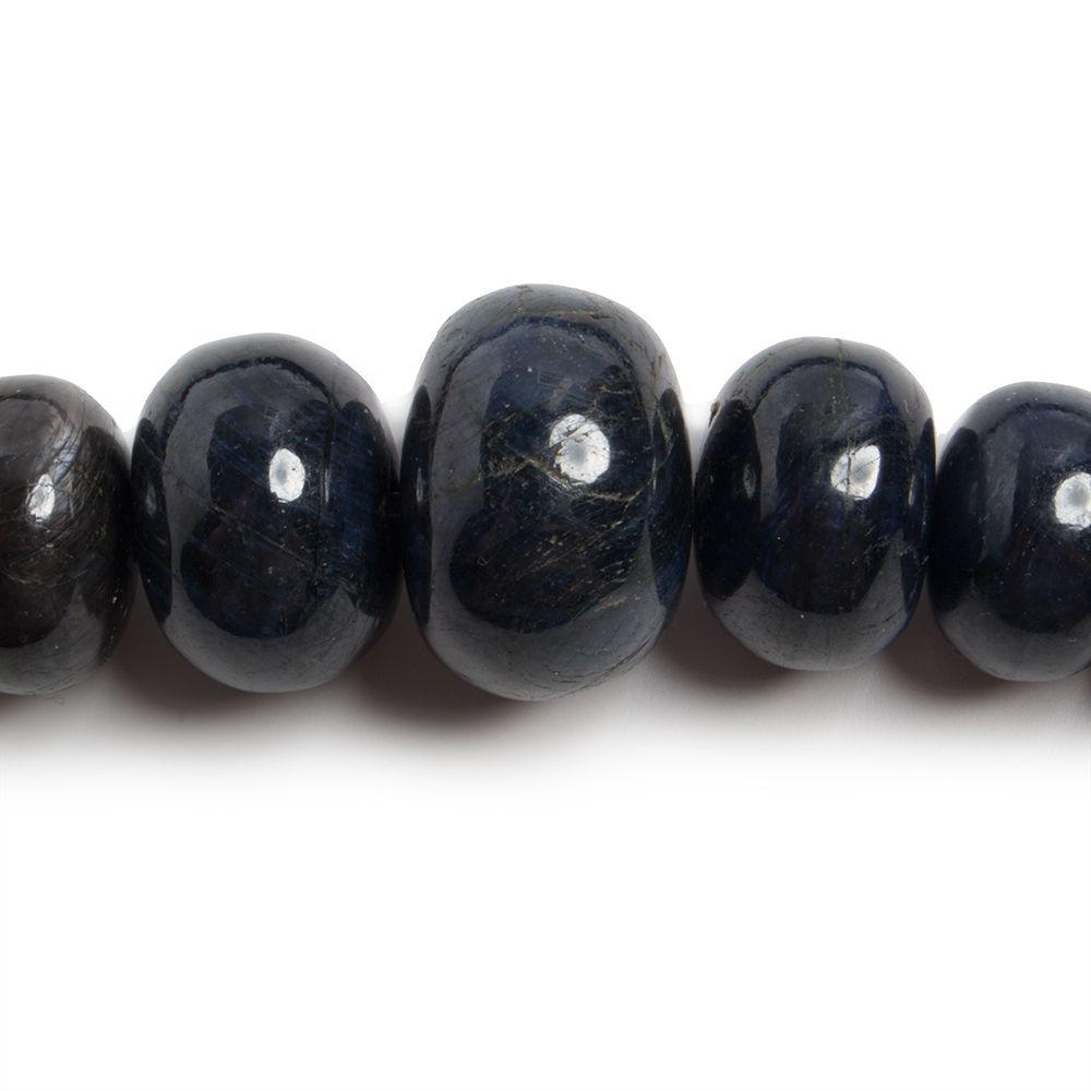 11.5-19.5mm Blue Sapphire plain rondelle beads 16 inch 45 pieces - The Bead Traders